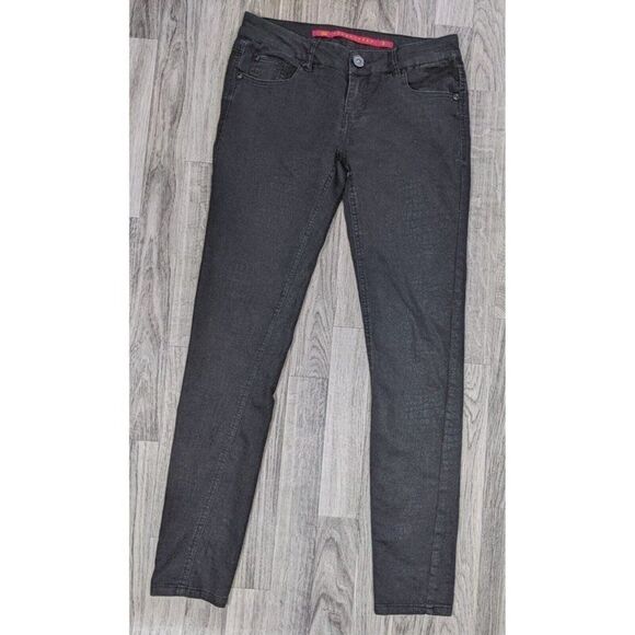 (3/$35) Tinseltown Juniors Size 3 Animal Print Skinny Black Denim Jeans - Picture 1 of 11
